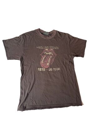 Rolling Stones 1972 US Tour T Shirt Small Brown Distressed Tongue Logo Tee